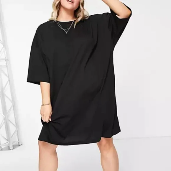 ASOS Tops Asos Design Curve Oversized Tshirt Dress In Black